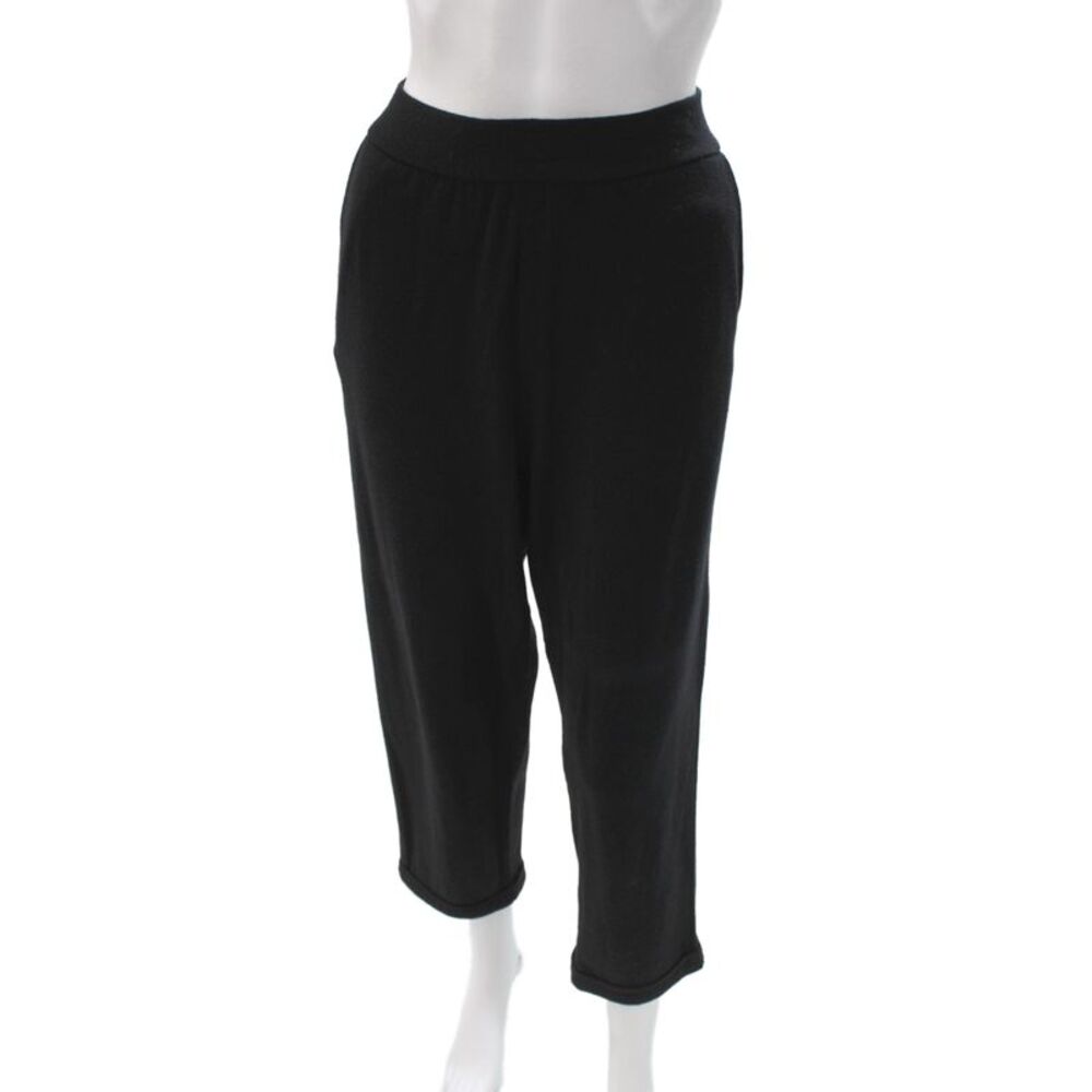 Labo.Art Womens Ankle Pants Black Wool Pull On Size M